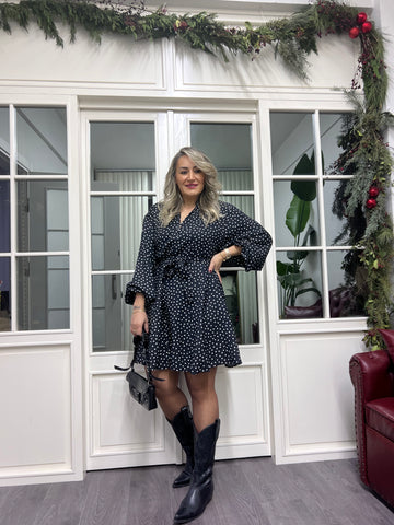 A02220 puantiye elbise