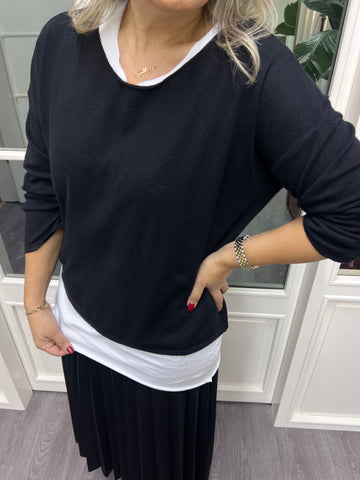 A02135 kolyeli ikili standart beden triko