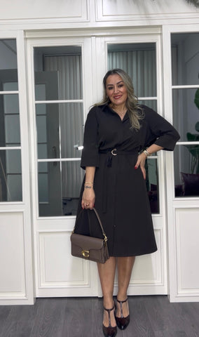 A02309 kahve premium gömlek elbise