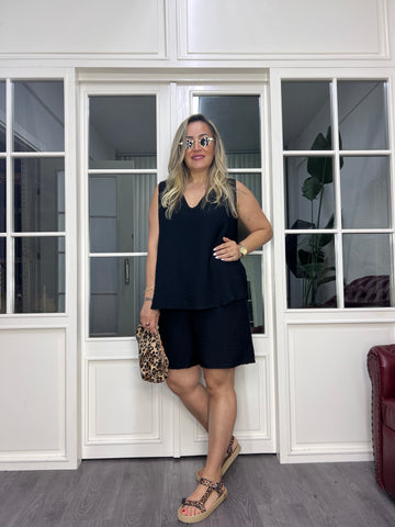 A02587 beli lastikli ayrobin şort takım