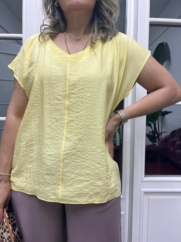 A01874 sarı crep kumaş bluz