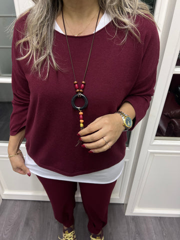 A02170 bordo standart beden triko set