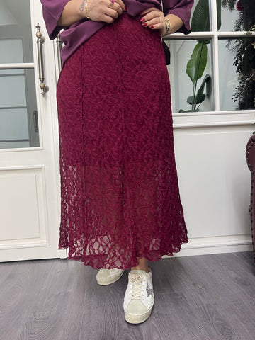 A02333 bordo dantelli etek
