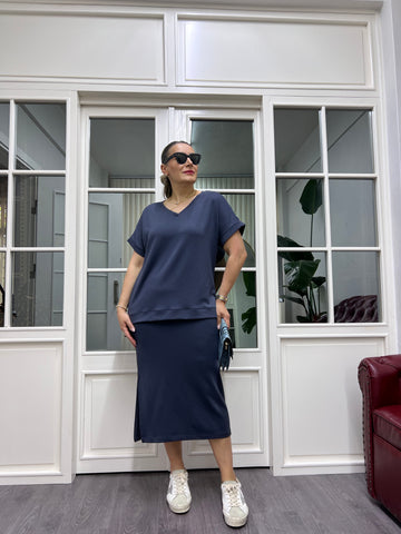 A01857 antrasit likralı modal kumaş takım