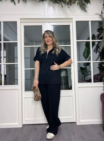 A02387 yakası fermuarlı modal kumaş likralı takım