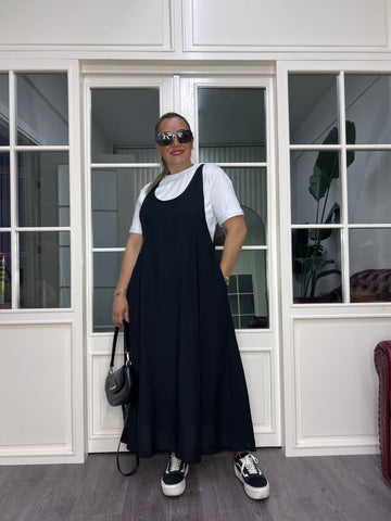 A02455 tişörtlü ikili jile bol elbise
