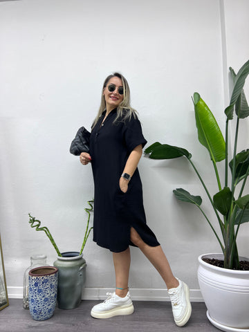 A01234 müslin kumaş siyah yakalı