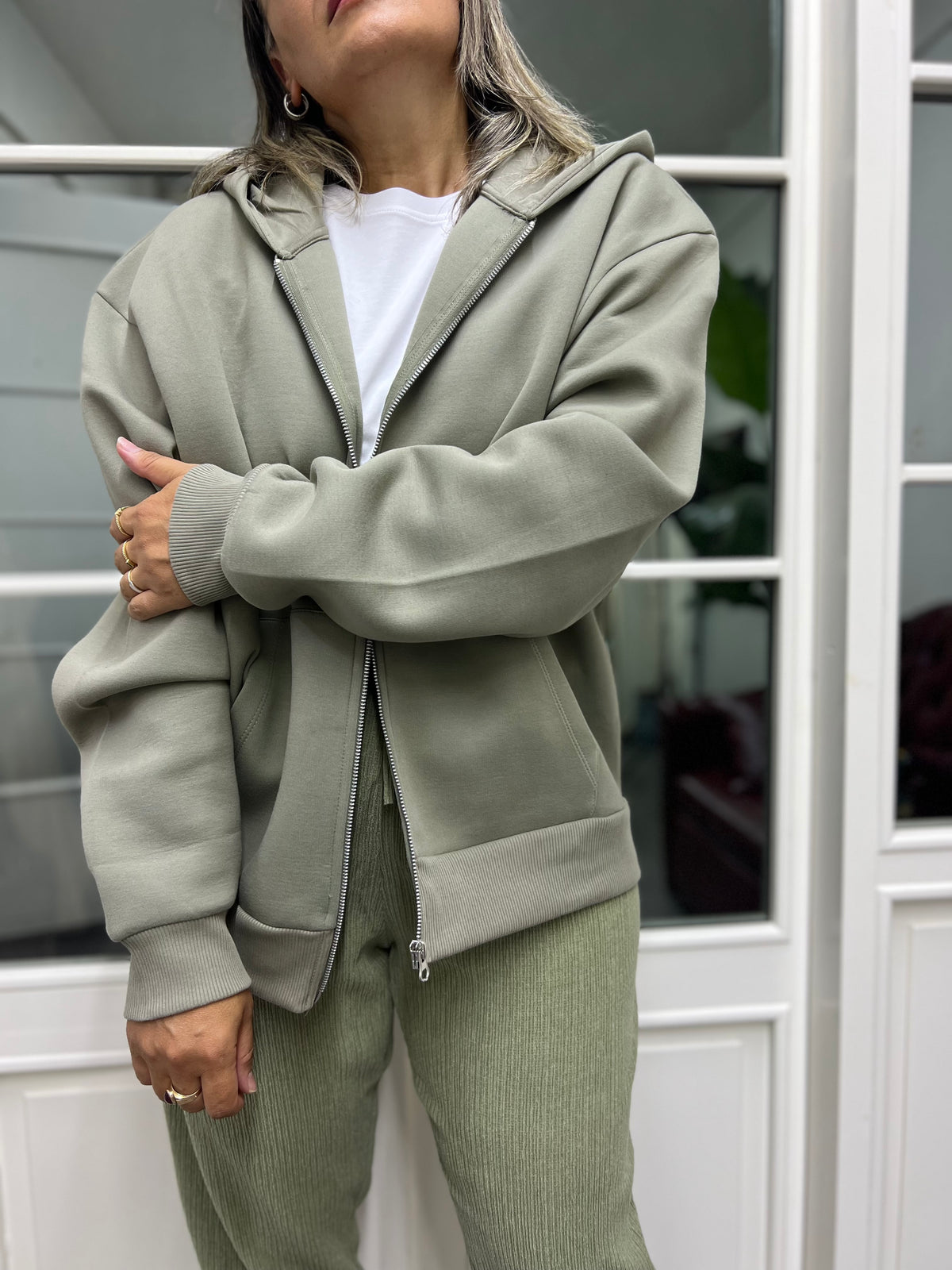 A02059 fermuarlı kapişonlu sweat
