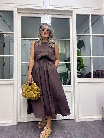 A02019 kahve tensel kumaş takım