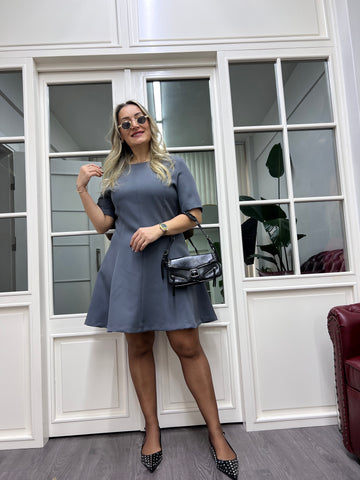 A02083 gri kısa Çan elbise