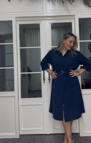 A02311 lacivert premium gömlek elbise