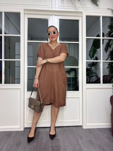 A02484 coffee aero pocket dress