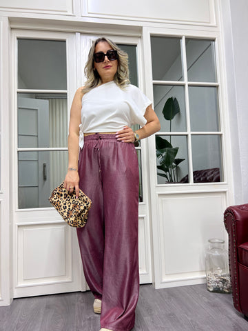 A01938 beli lastikli bol bordo pantolon