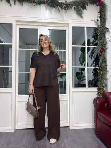 A02326 kahve standart beden merserize bluz
