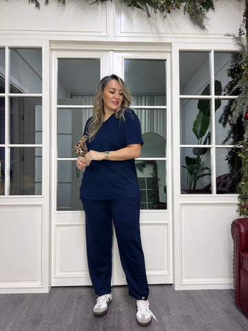 A02364 lacivert eşofman takımı likralı modal kumaş