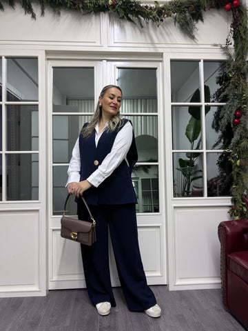 A02230 lacivert tek düğme yelek