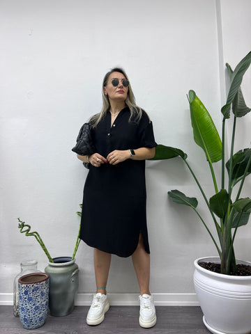 A01234 müslin kumaş siyah yakalı