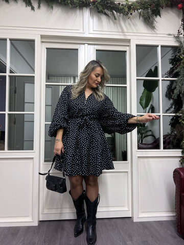 A02220 puantiye elbise