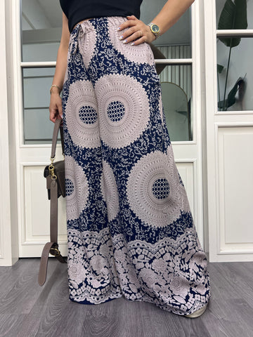 A02628 beli lastikli bol kesim cepli pantolon