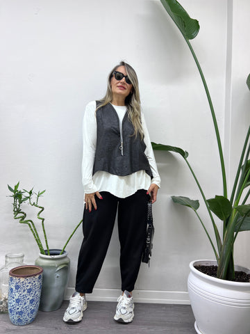 A01432 fermuarlı ikili takım bluz