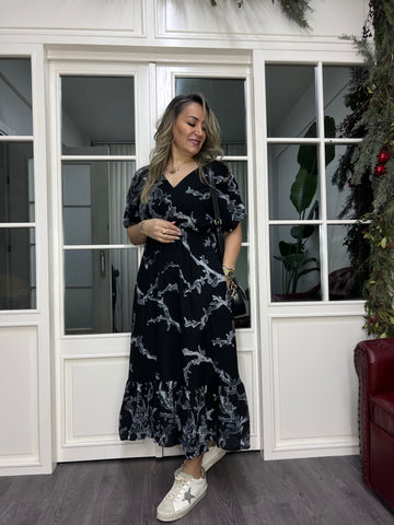 A02366 ön arka v beli lastikli viskon elbise