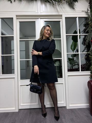 A02256 siyah  fiyonklu elbise