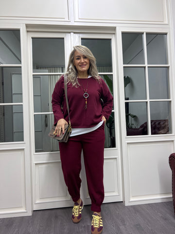 A02170 bordo standart beden triko set