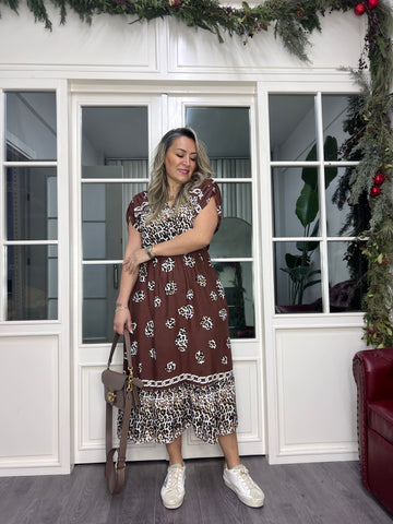 A02400 beli lastikli ön arka v yaka midi elbise