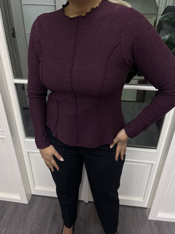 A02187 bordo likralı bluz