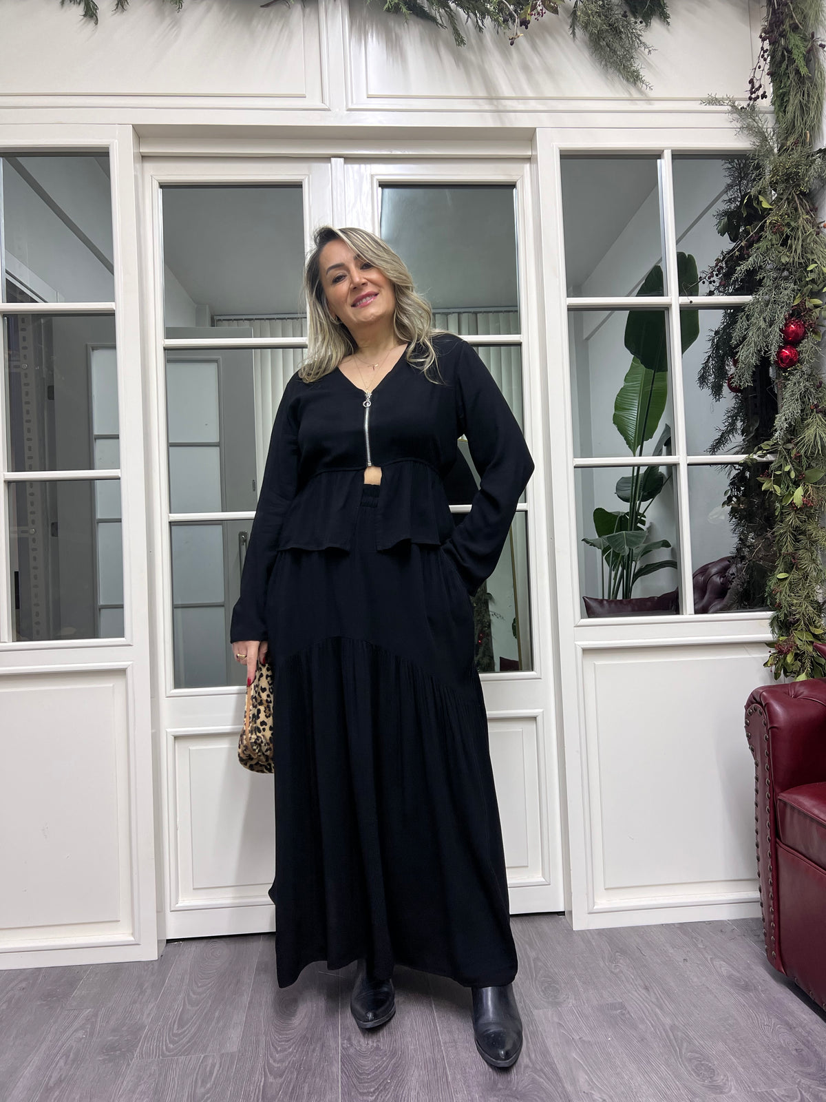 A02305 bluz etek fermuarlı takım