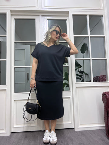 A01812 modal kumaş likralı siyah takım