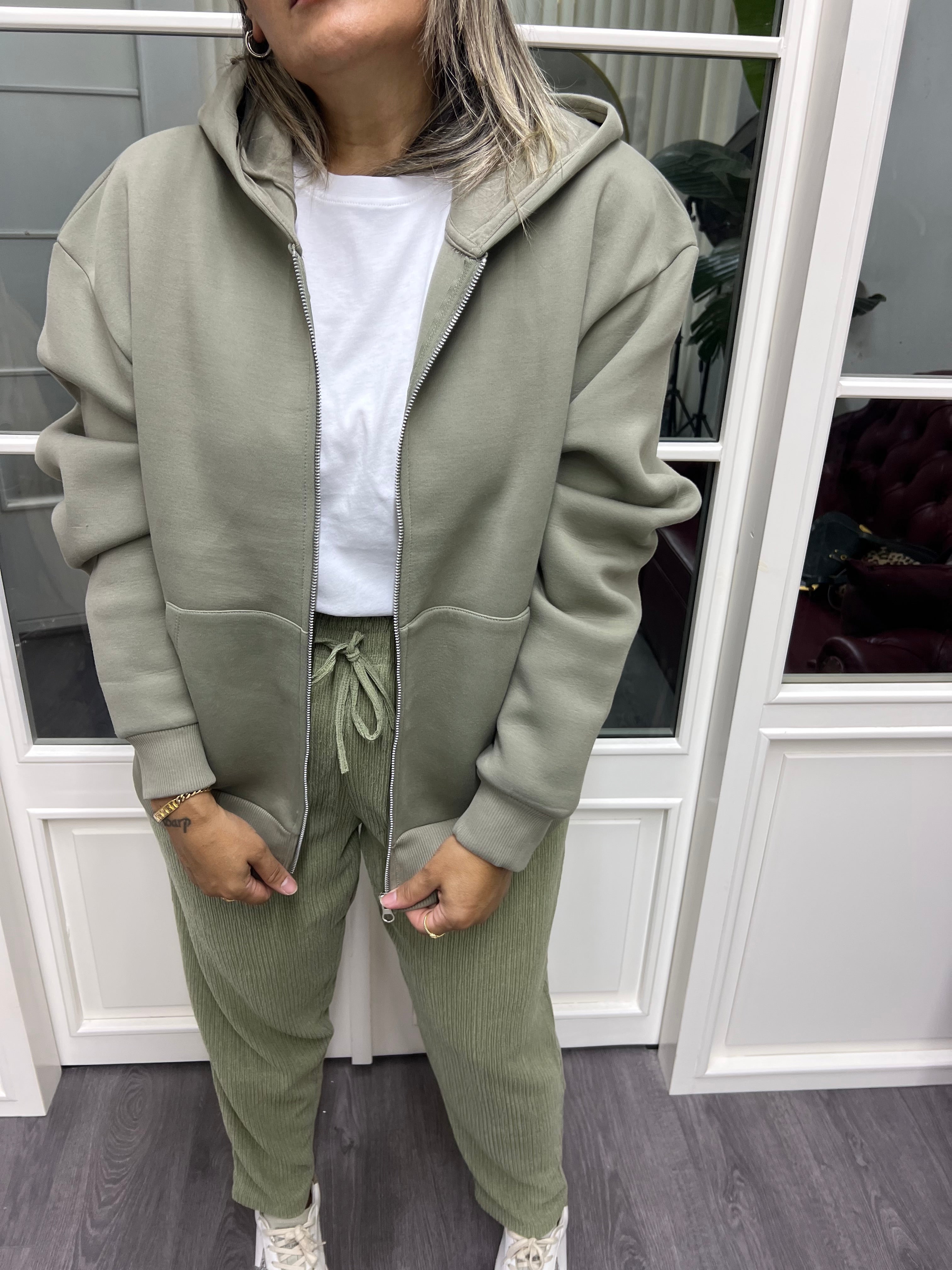 A02059 fermuarlı kapişonlu sweat