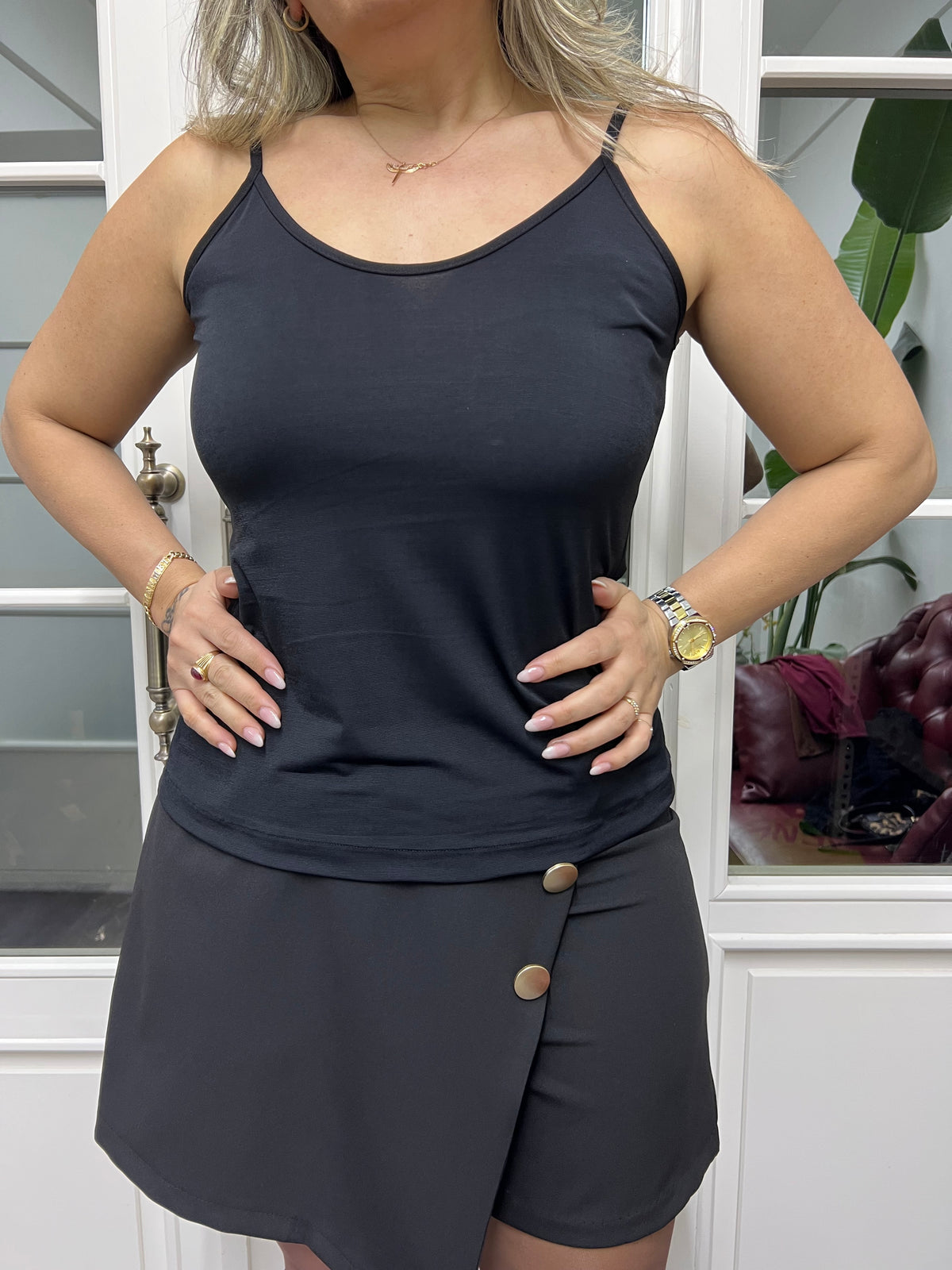 A02247 siyah askılı atlet bluz