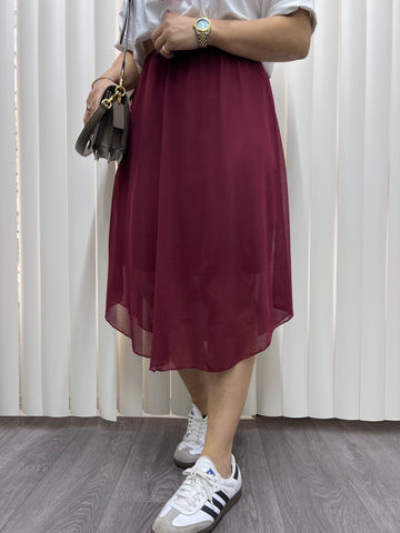 A01798 beli lastikli bordo tül etek