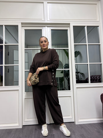 A02183 kahve modal kumaş eşofman takımı