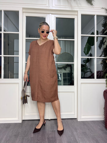 A02484 coffee aero pocket dress