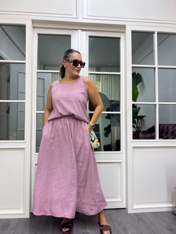 A02040 crep kumaş beli lastikli etek takım