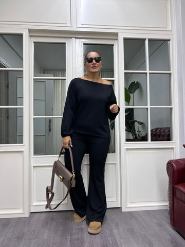 A02088 modal kumaş likralı yakası düşük takım