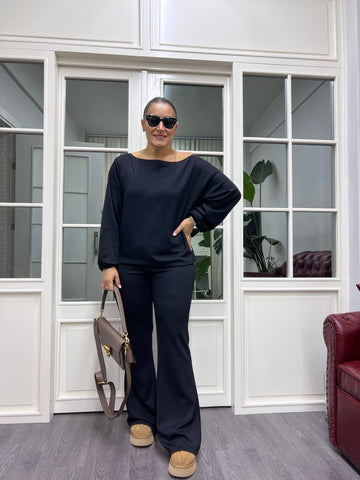 A02088 modal kumaş likralı yakası düşük takım