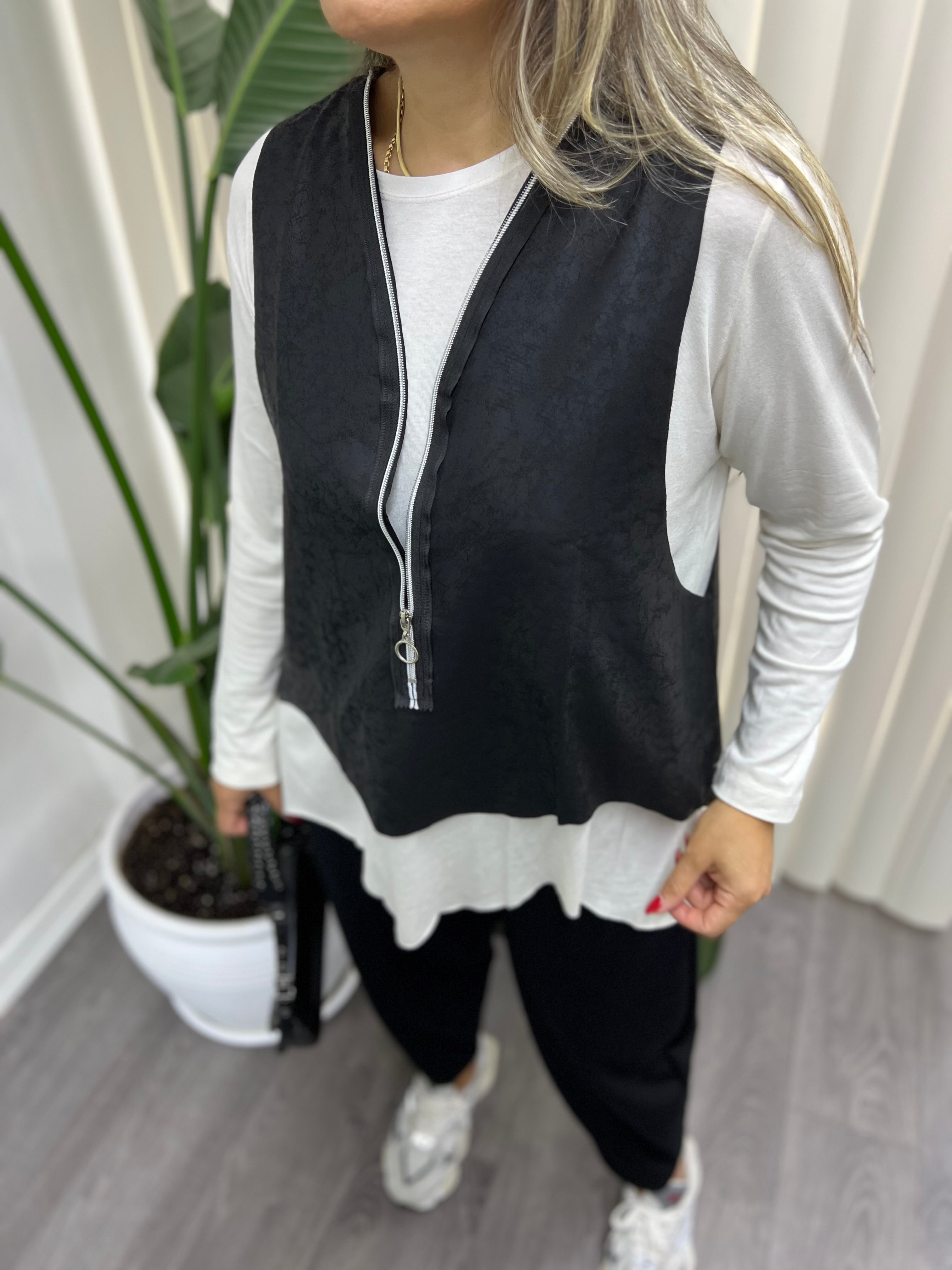 A01432 fermuarlı ikili takım bluz