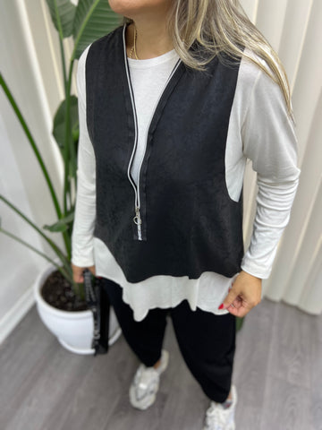 A01432 fermuarlı ikili takım bluz