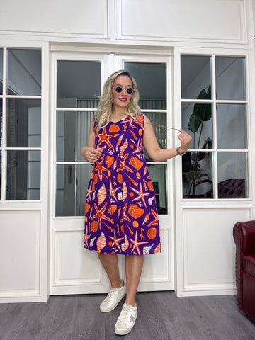 A01901 patterned viscose thread dress