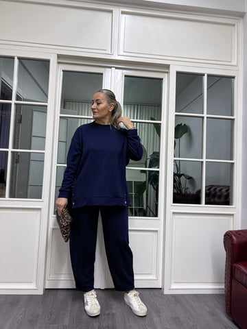 A02184 lacivert çıtçıtlı modal kumaş eşofman takımı