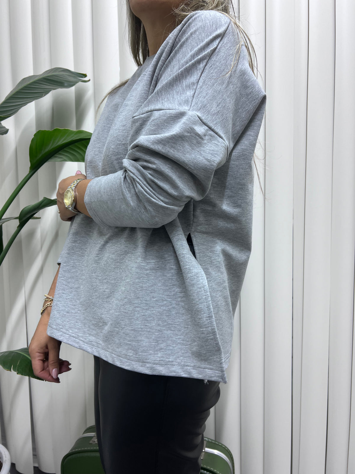 A01516 gri yırtmaçlı sweat