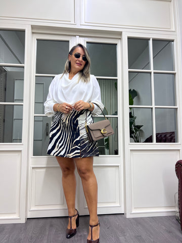 A02068 zebra desen şort etek