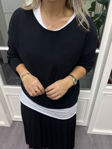 A02135 kolyeli ikili standart beden triko