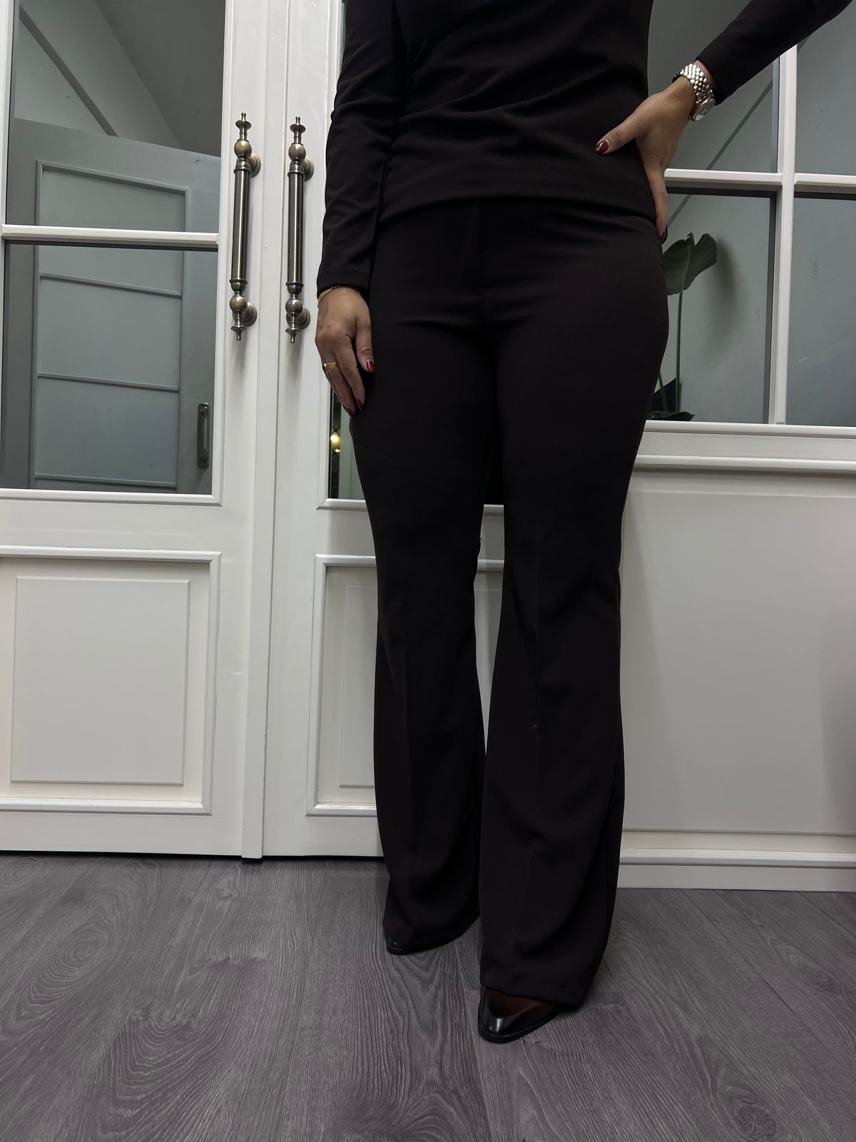 A02145 ispanyol paça likralı pantolon