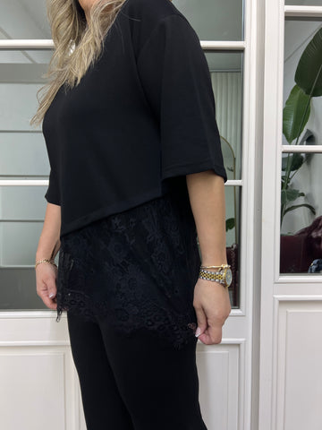 A02361 modal kumaş likralı dantelli bluz