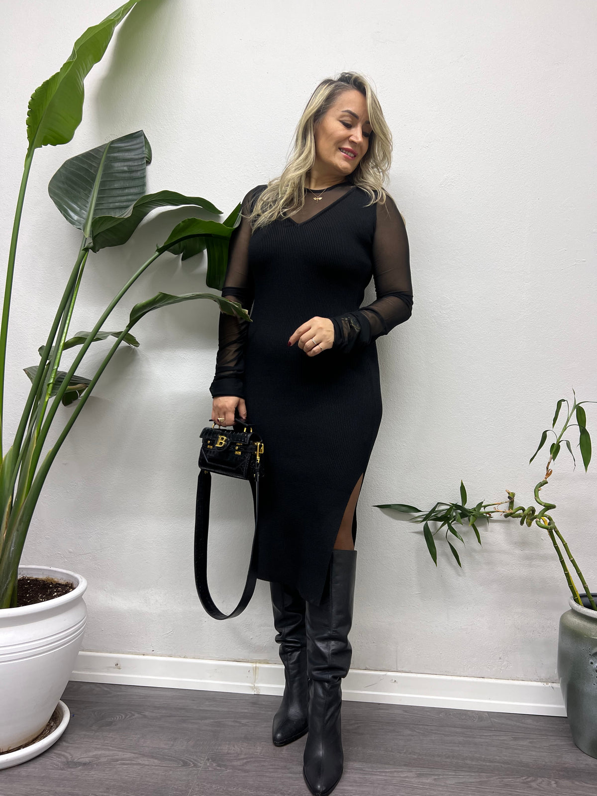 A02206 triko standart beden elbise