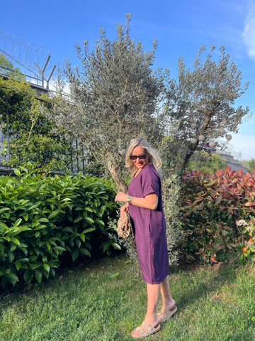 A02476 purple V-neck ayrobin with necklace